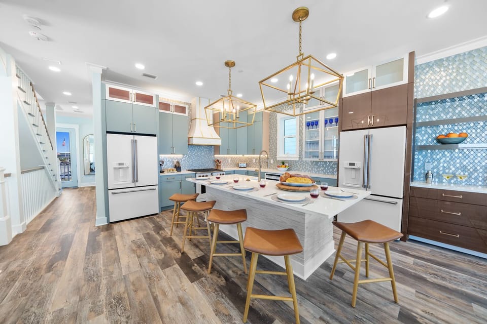 2nd Floor Main Fully Equipped Kitchen with Island Dining Seating