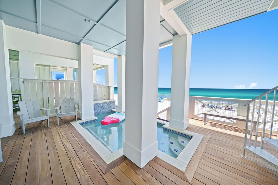 Furnished Pool Deck with Outdoor TV, Dining Table, Kamado Joe Charcoal Grill, Private Pool, Outdoor Shower