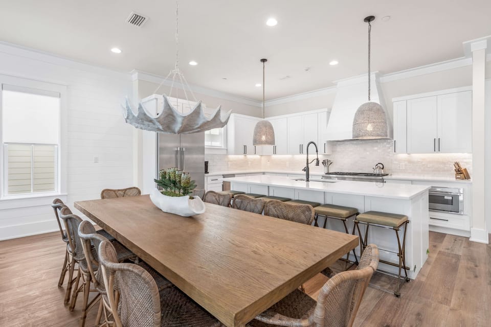 Dining table with seating for 8