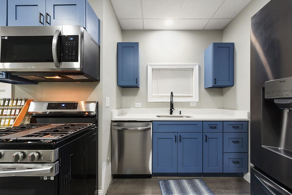 Recent updates to this area include new stainless steel appliances. 