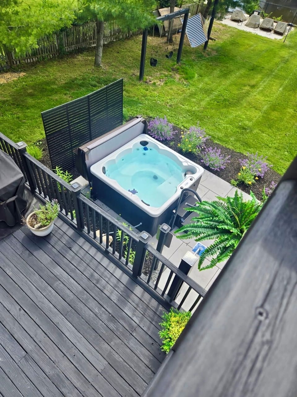 New hot tub and outdoor shower
