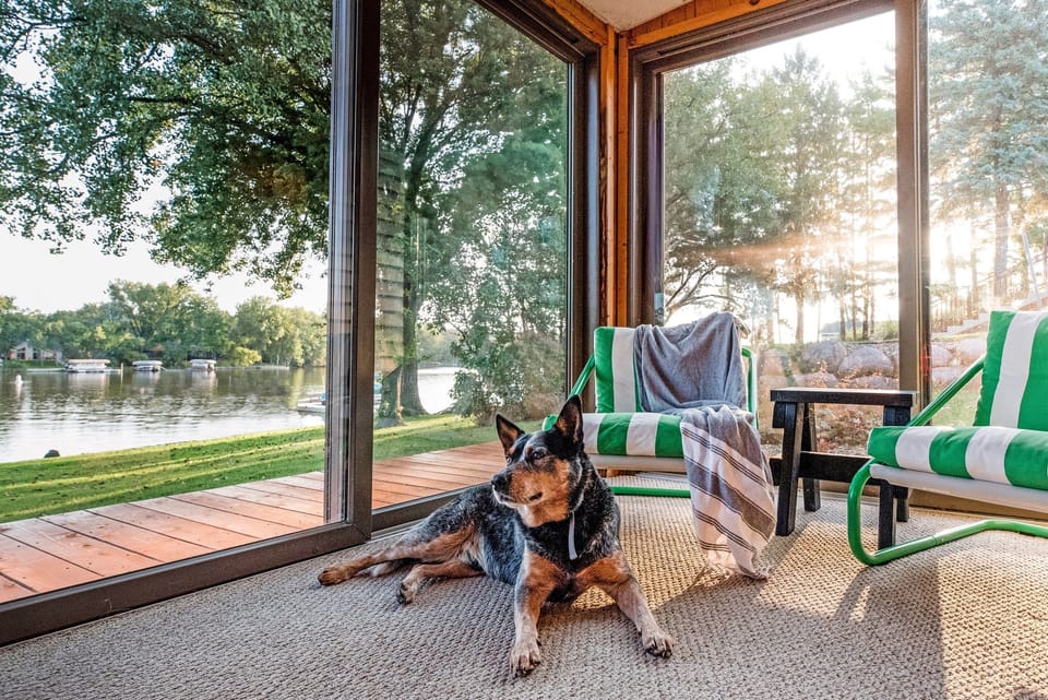 Grab a furry friend (all breeds welcome!) and a cup of brew from the all-out coffee bar and watch the sunrise over the water in the sunroom.