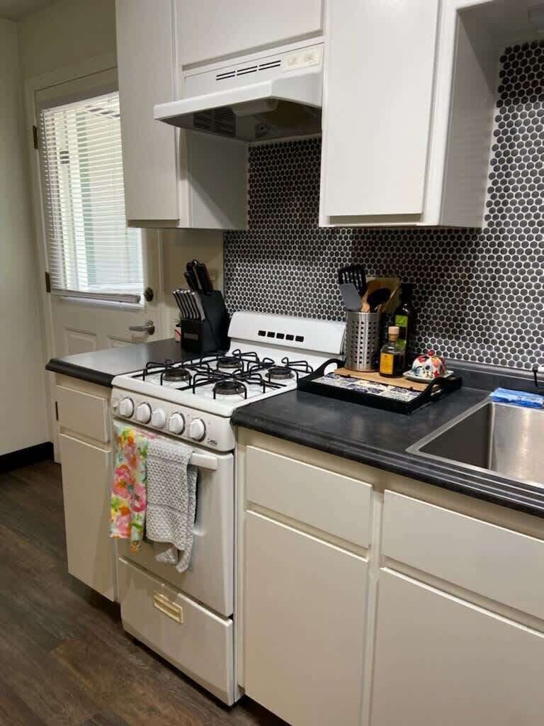 Even Studio Ashley has its own kitchen and coffee maker