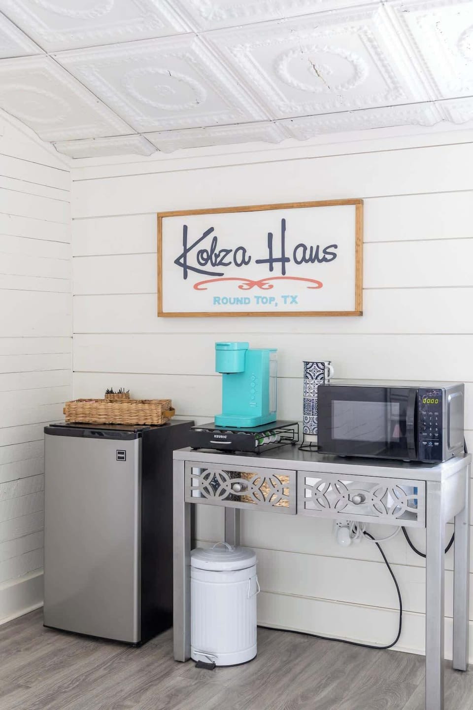 The Cottage's kitchenette includes a Keurig (plus K-pods, sweetener and creamer) for your morning caffeine jolt!