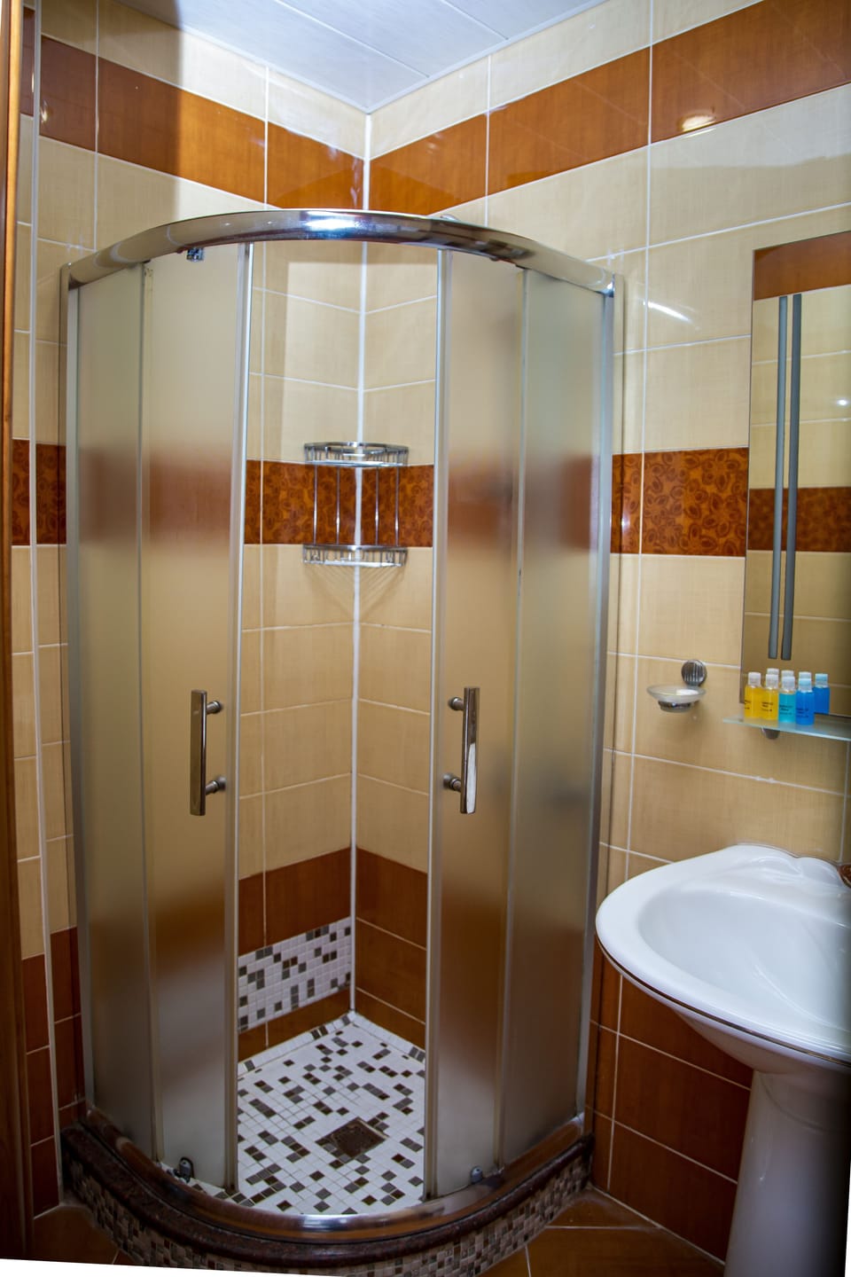 Shower, free toiletries, hair dryer, bathrobes