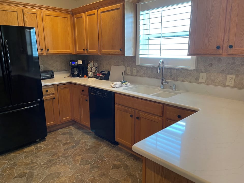 Kitchen with new quartz countertop
