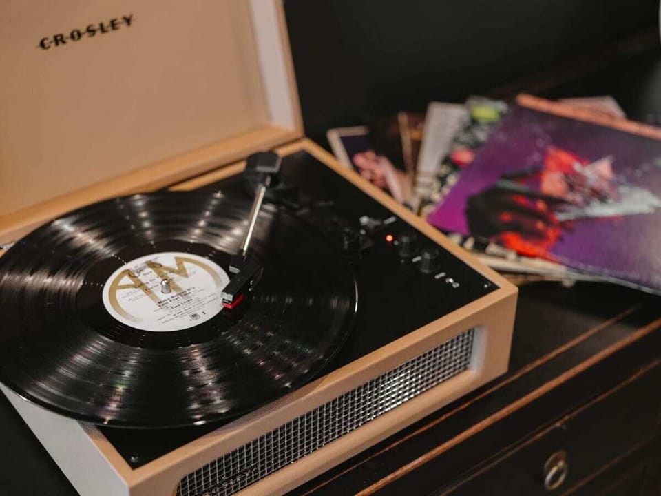 Living Room: In the mood for music? Choose a record to play.