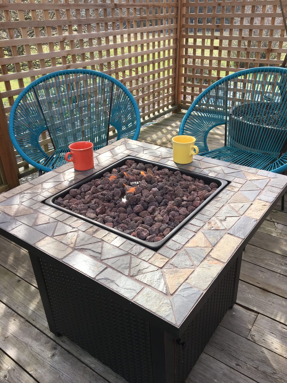 Private Deck Area with Propane Fireplace