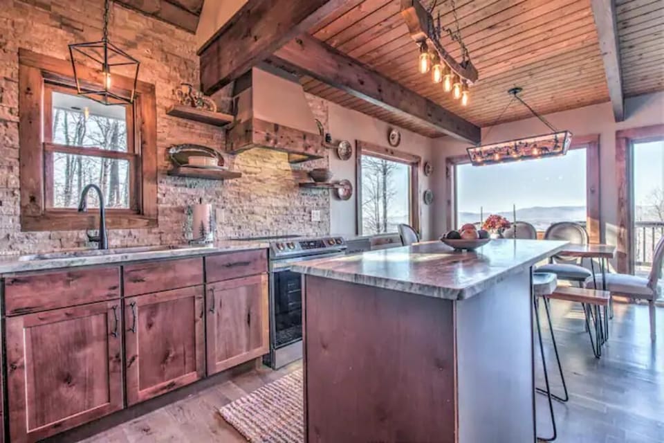 The kitchen has all the bells and whistles. Everything has been custom made.