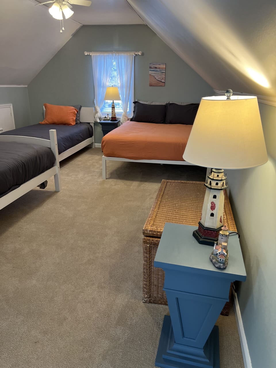 Third bedroom, upstairs loft, one queen bed and two twin beds. 