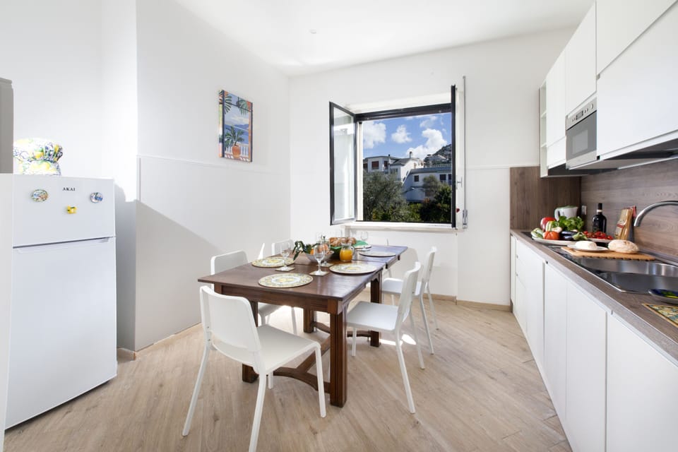 Panoramic Apartment, Balcony, Sea View | Private kitchen | Full-size fridge, microwave, stovetop, dishwasher