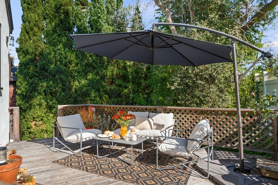 Comfortable sitting area on outdoor deck