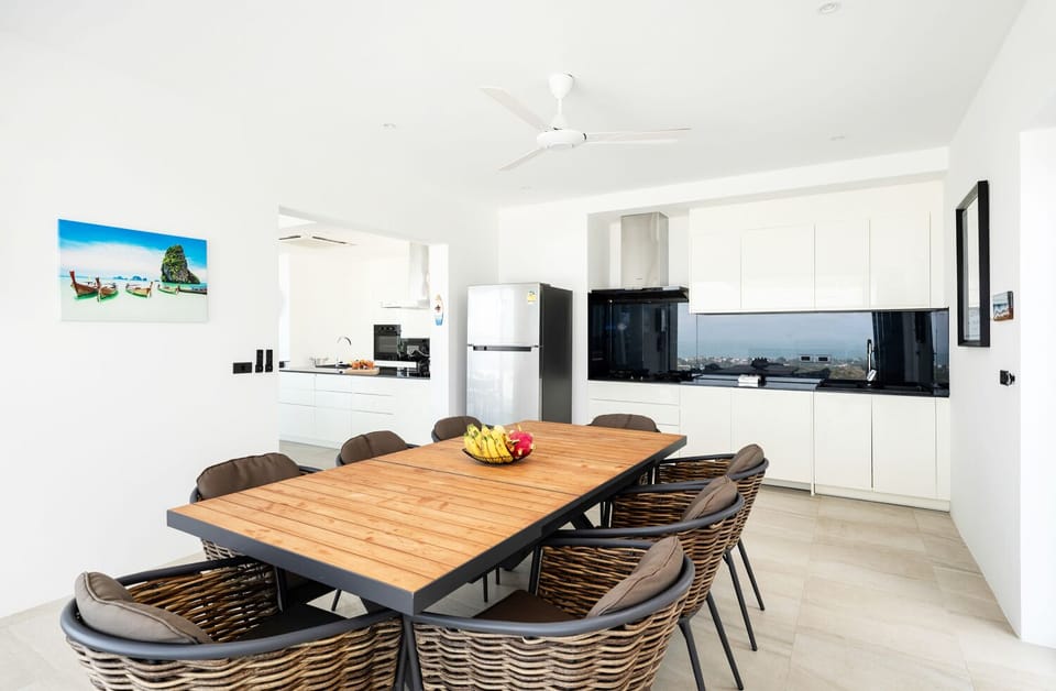 Exclusive Villa | Private kitchen | Full-size fridge, microwave, oven, stovetop