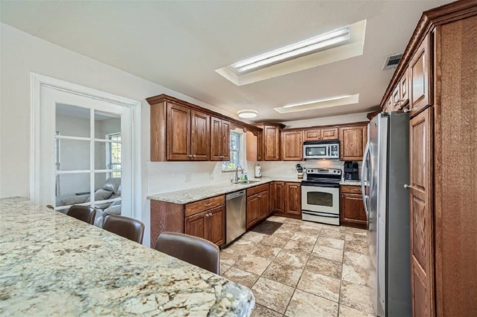 Kitchen with stainless steel appliances