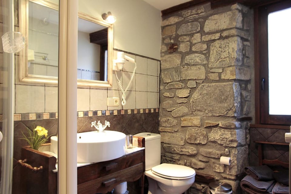 Shower, free toiletries, hair dryer