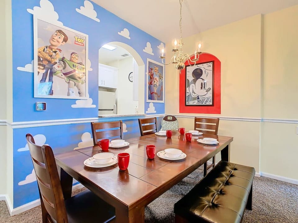 Dine in our fun Toy Story–themed dining area.