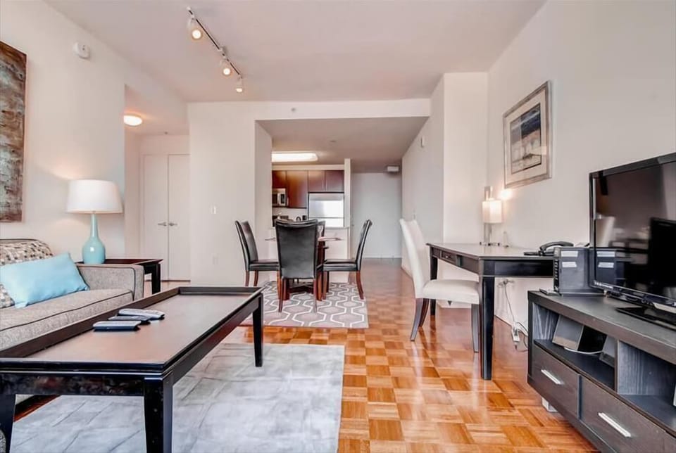 Jersey City 1 Bedroom River View Living Room