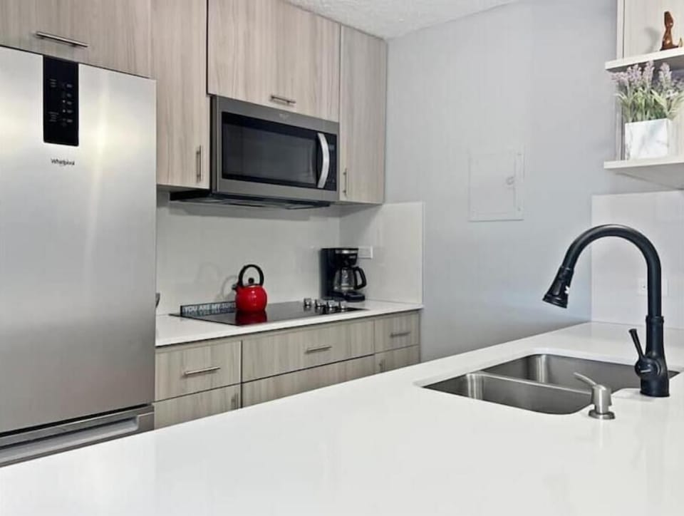 Coffee maker, toaster, tea kettle provided plus all dishes and cooking ware