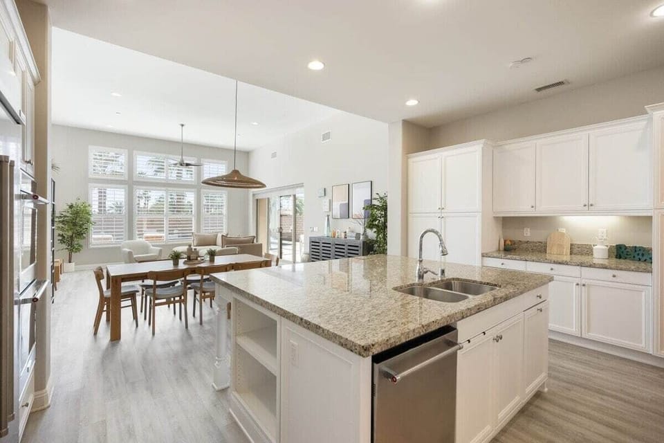 A clean kitchen island that keeps everyone connected.