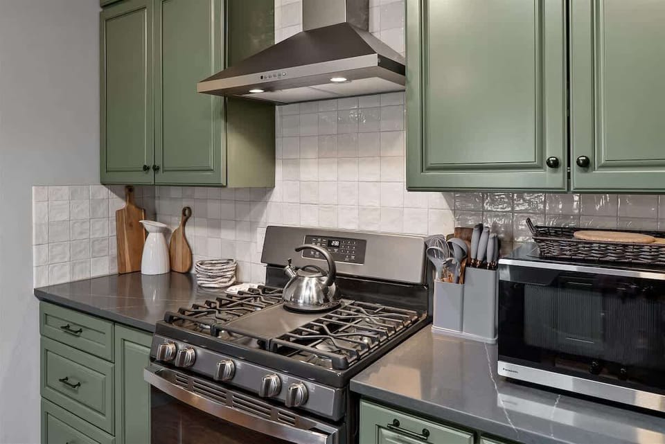 Modern stainless steel appliances