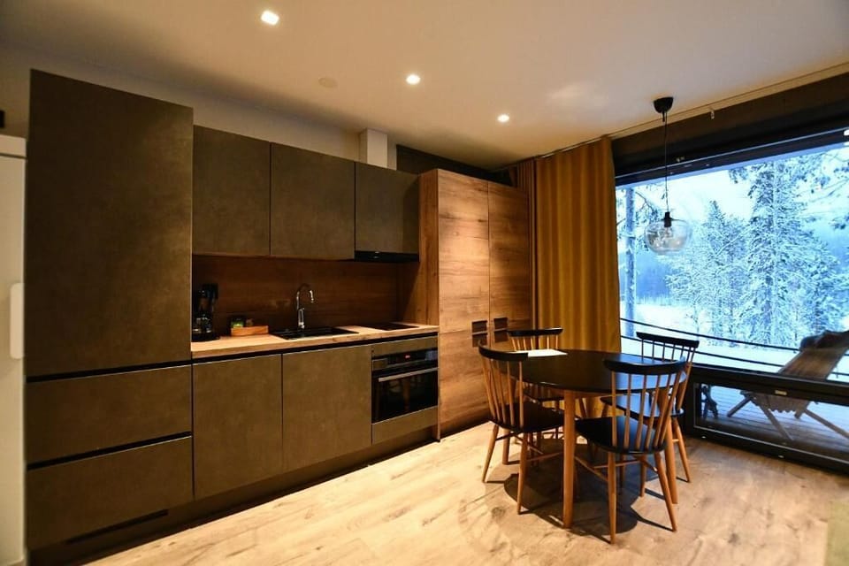 Family Apartment, Sauna, Lake View | Private kitchen | Coffee/tea maker, electric kettle, toaster, highchair