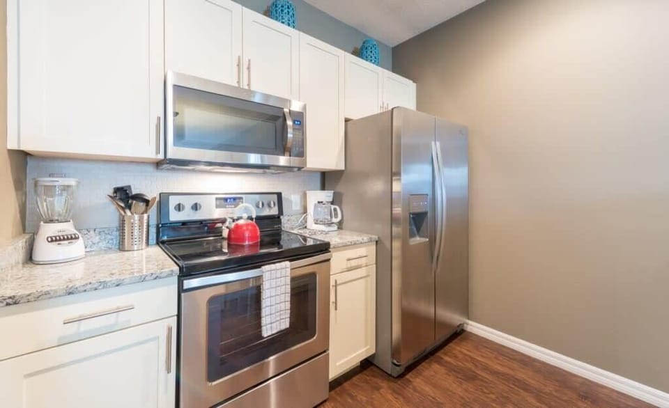 A fully-equipped kitchen for home-cooked meals.