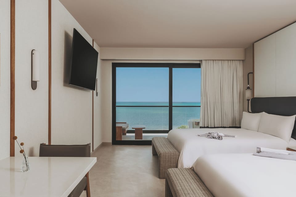 Room, 2 Queen Beds, Oceanfront | Free minibar, in-room safe, desk, blackout drapes