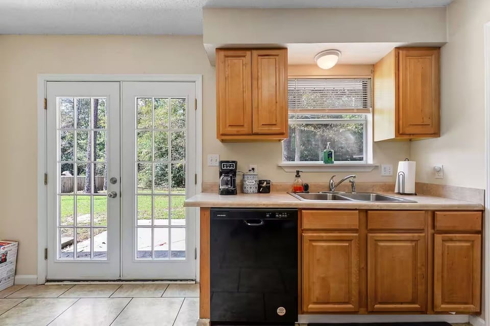 Kitchen sink and patio doors