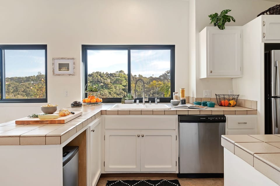 Amazing mountain and garden views from kitchen