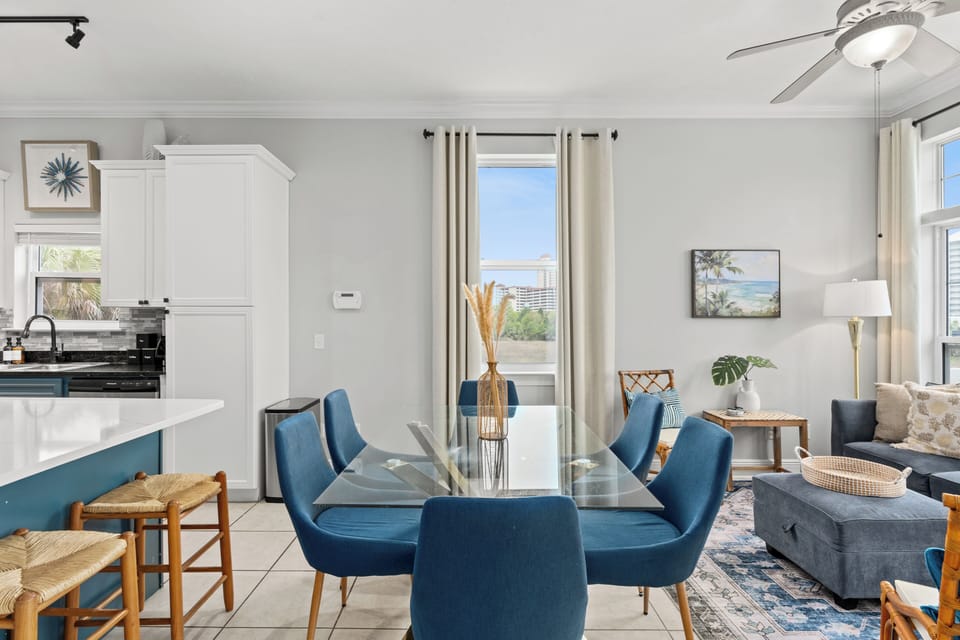 Dining table offers seating for 6.