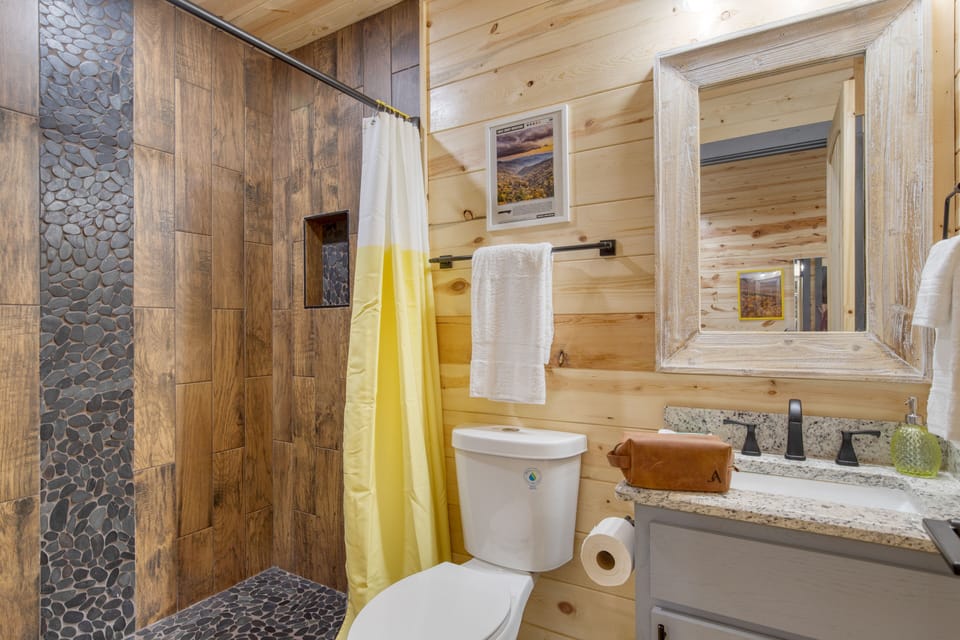 Bedroom 2's ensuite bathroom offers a shower.