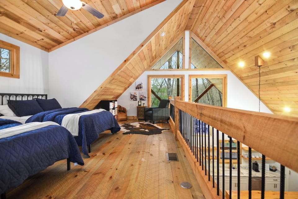 Two full size beds in the loft.