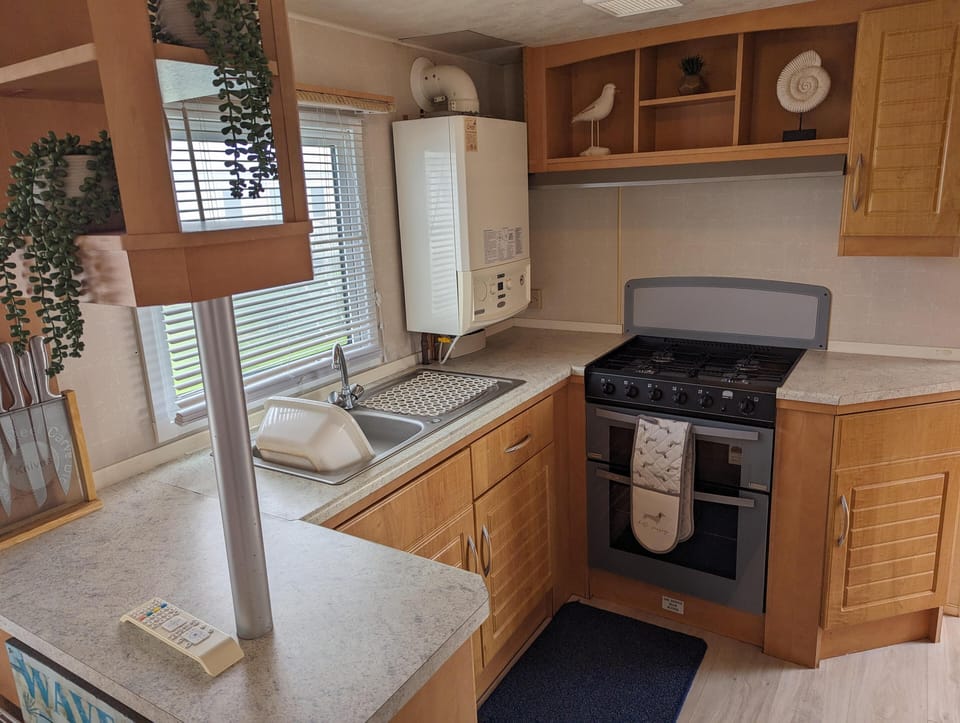 Cabin | Private kitchen | Fridge, microwave, oven, stovetop