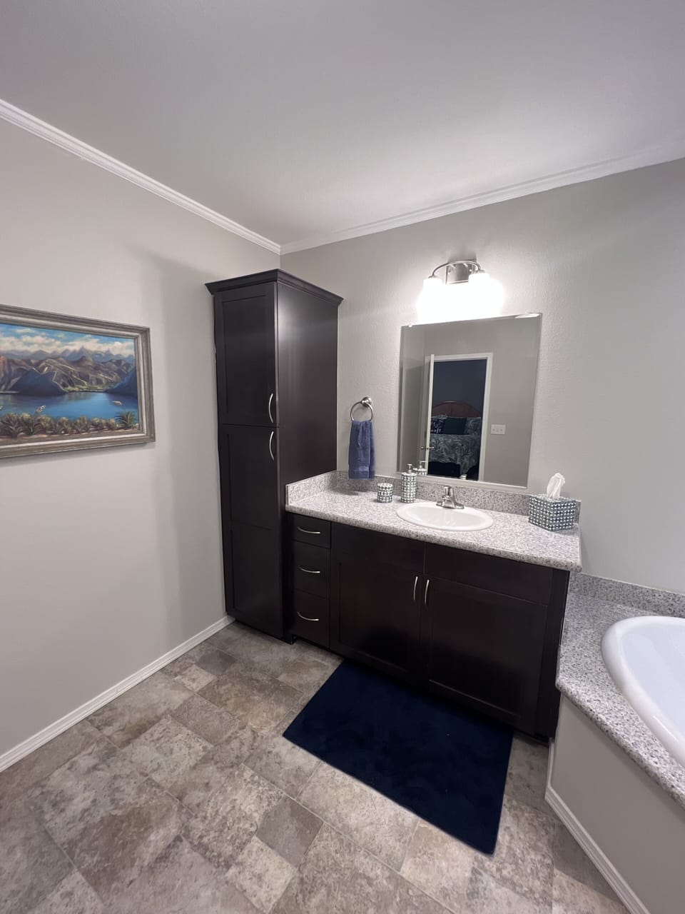 Private master bathroom 2 sinks, tube, separate, toilet, and shower