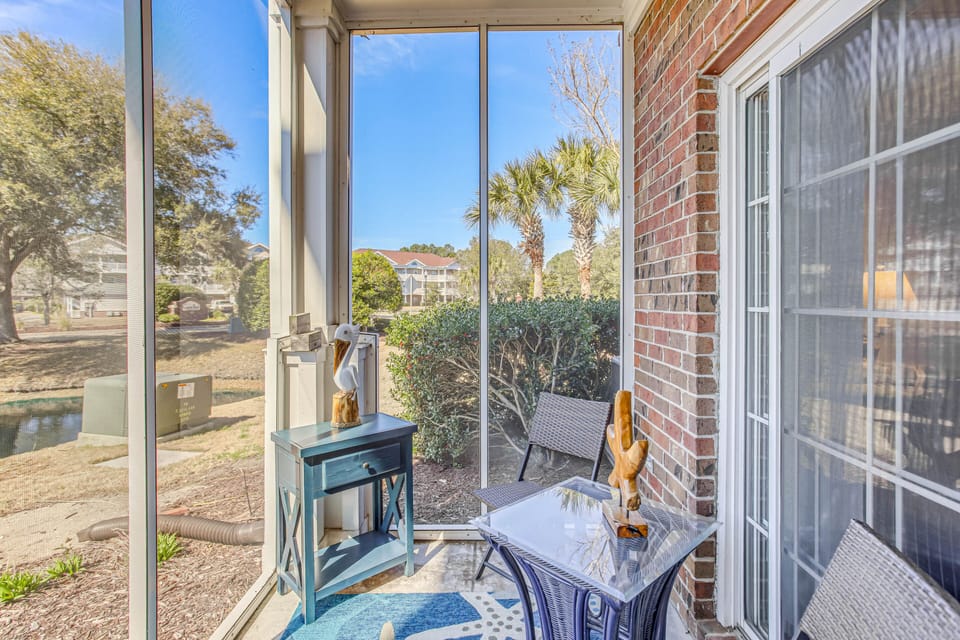 Screened Carolina Room | Patio Seating | Pond View