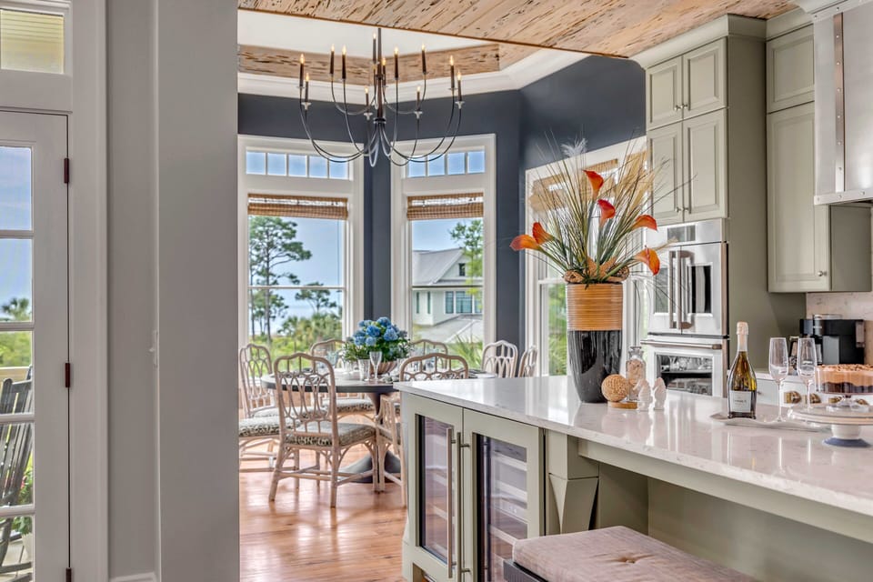 Gorgeous heart pine flooring and Pecky Cypress Ceiling