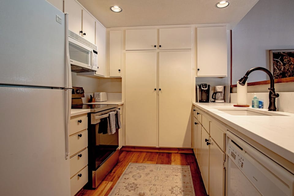 Kitchen opens to living room