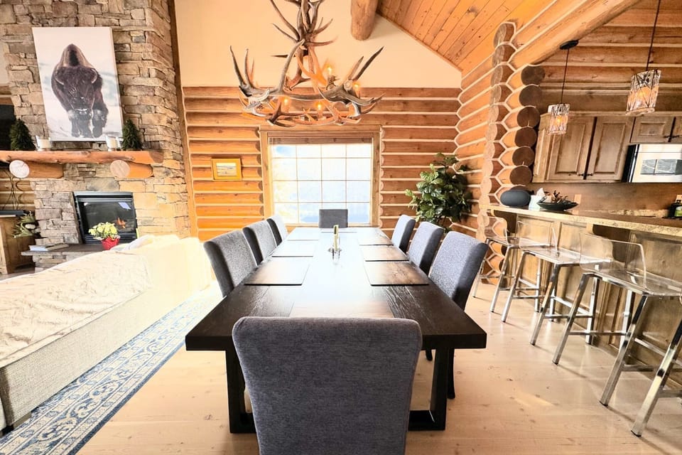 Gather around the dining table for food, conversation, or fun.