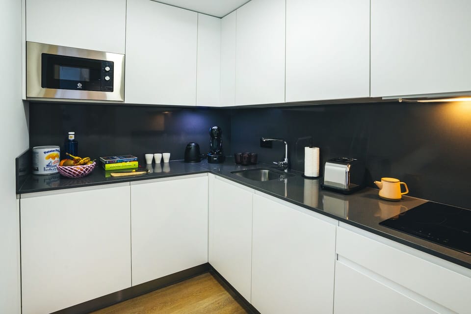 Mini-fridge, microwave, toaster