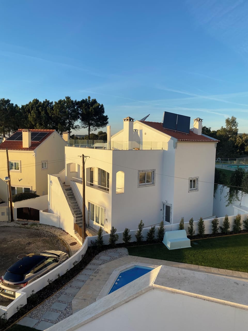 The villa bathed in the evening sun.
