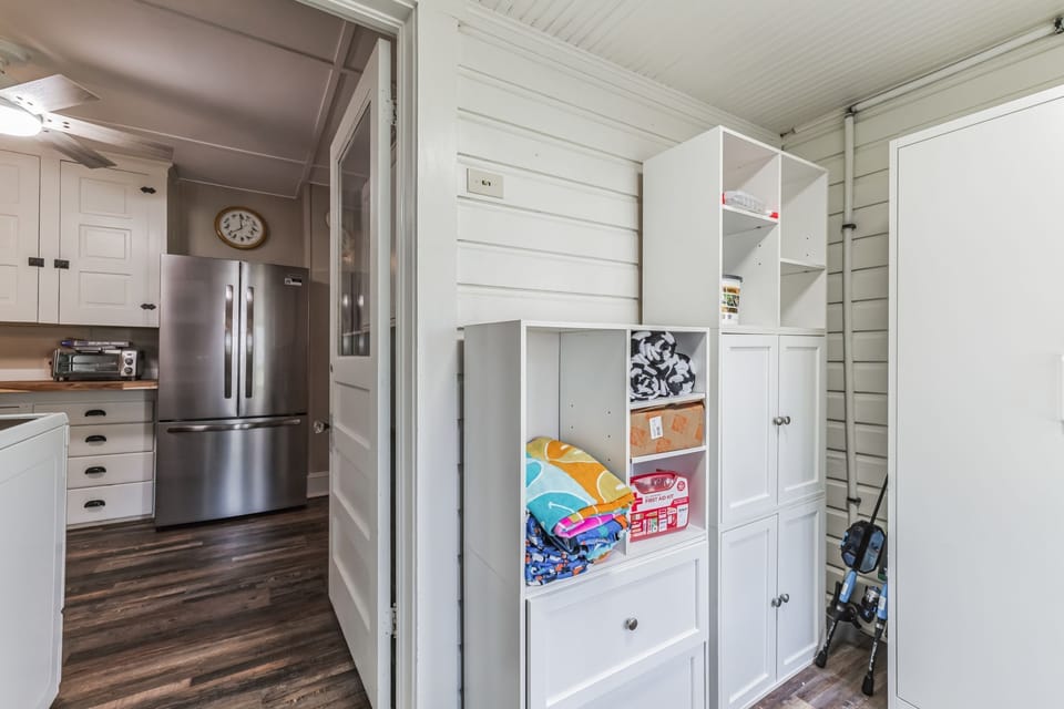 Front cubby area with storage just inside the entry way.  