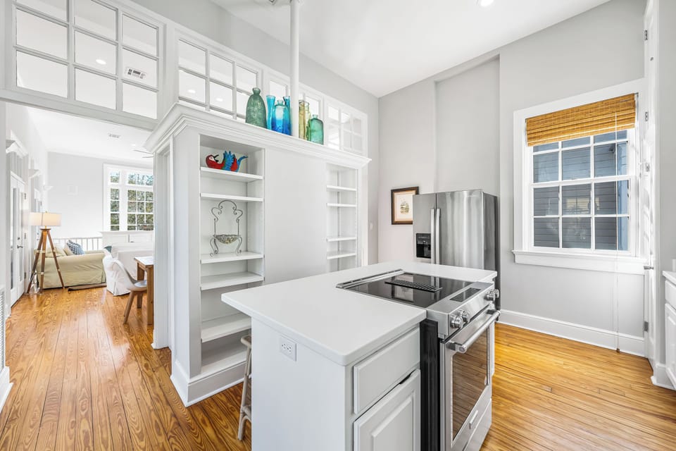 The kitchen island allows multiple people to cook together