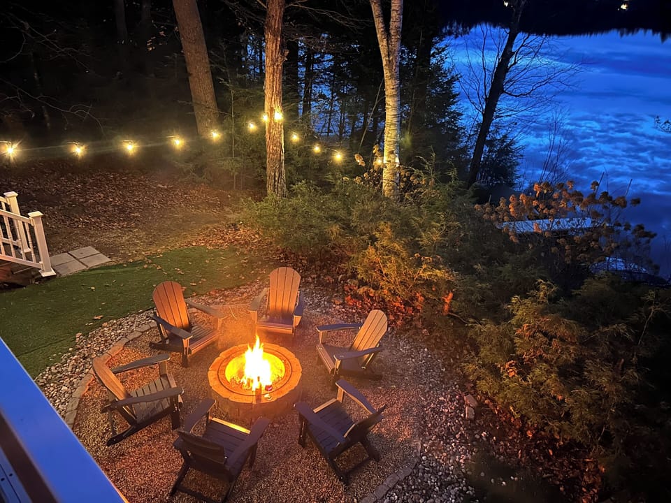Outdoor firepit area under the stars