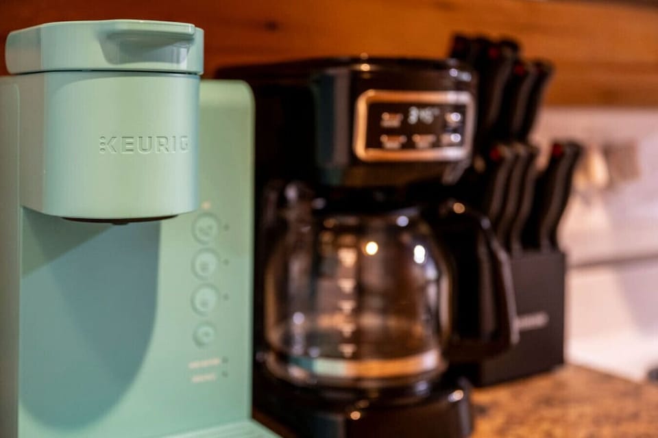 A Keurig and standard coffee pot are both provided for you to enjoy your morning cup of coffee.