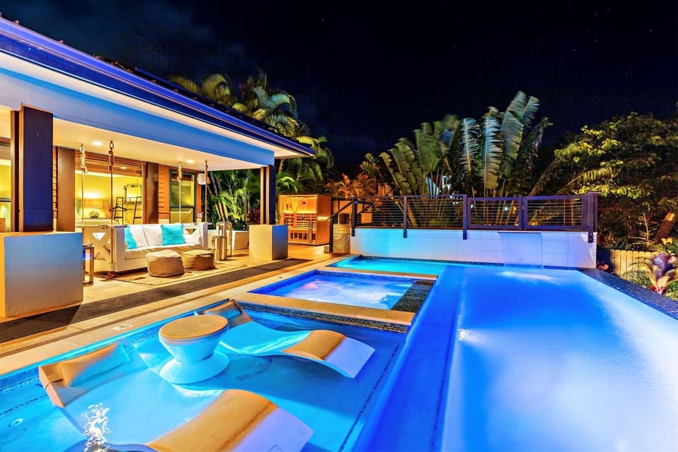 Soak in the spectacular West Maui sunsets from the custom, hand made bed swing or the super luxe, in-pool Ledge Loungers.