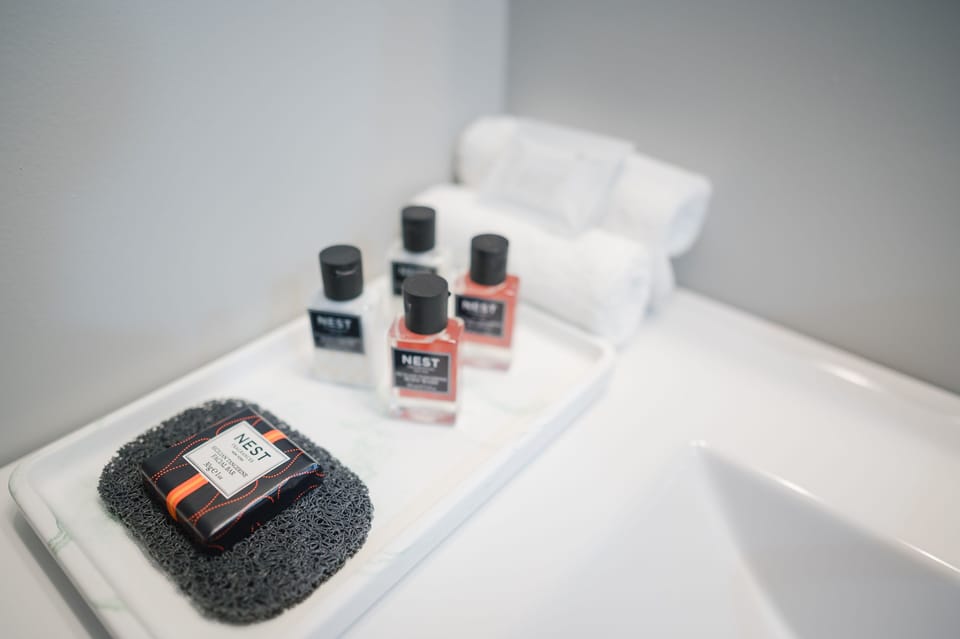 Room | Bathroom | Designer toiletries, hair dryer, towels, soap