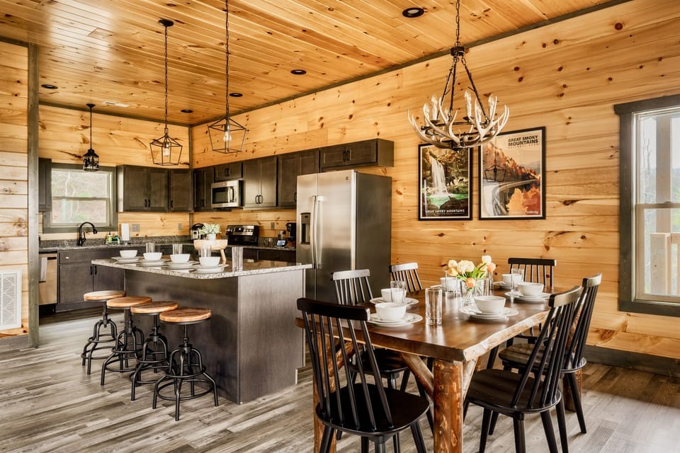With space to seat your entire group, this large kitchen and dining area allows your group to come together at meal time