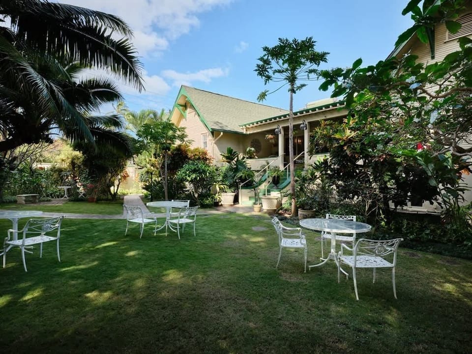 Lush garden vibes with plenty of space to lounge, dine, or stargaze—this tropical backyard is your own private slice of paradise.