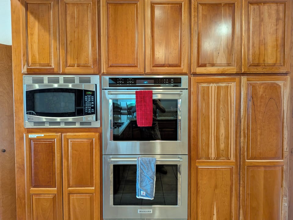 Stainless Steel Double Oven and Microwave