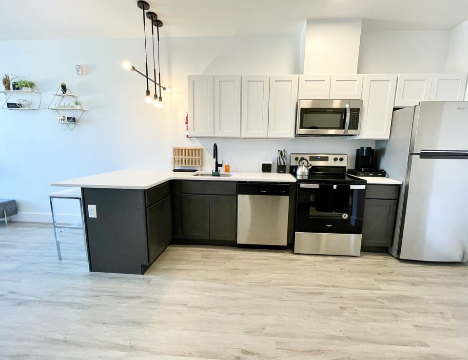 Open-concept kitchen - fully-stocked with all your necessary kitchen essentials 